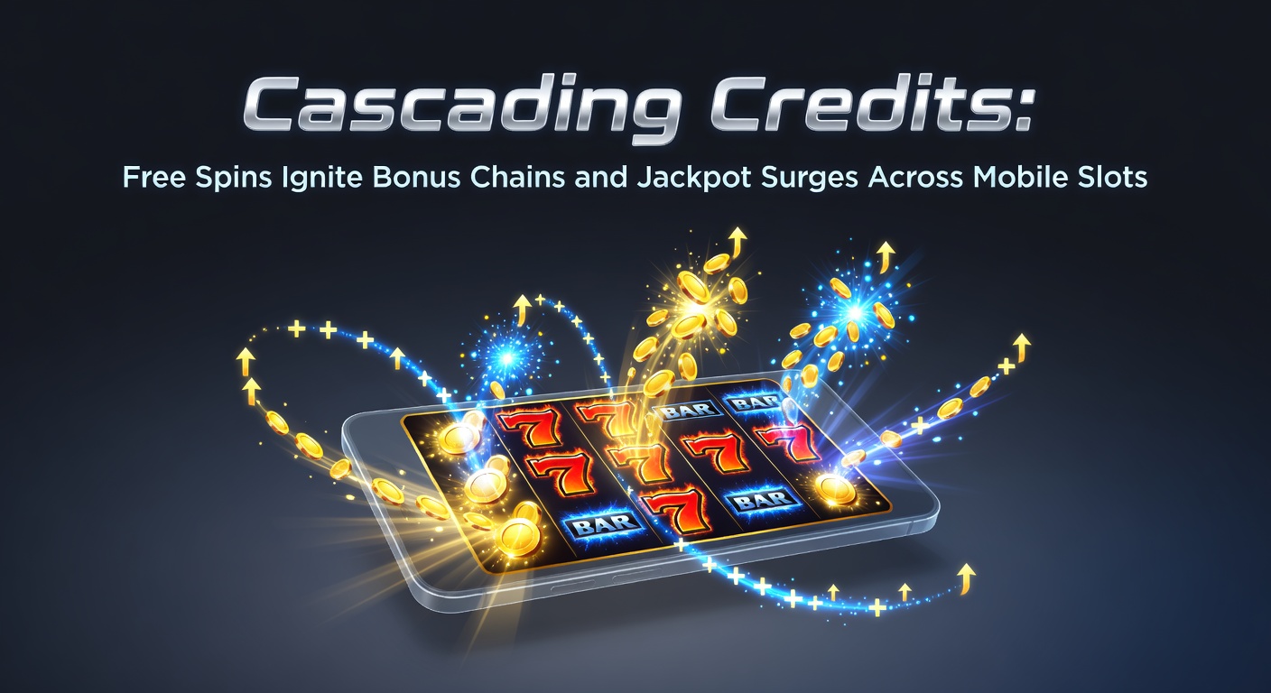 Vibrant mobile slot screen showing cascading symbols exploding into free spins and building jackpot meters