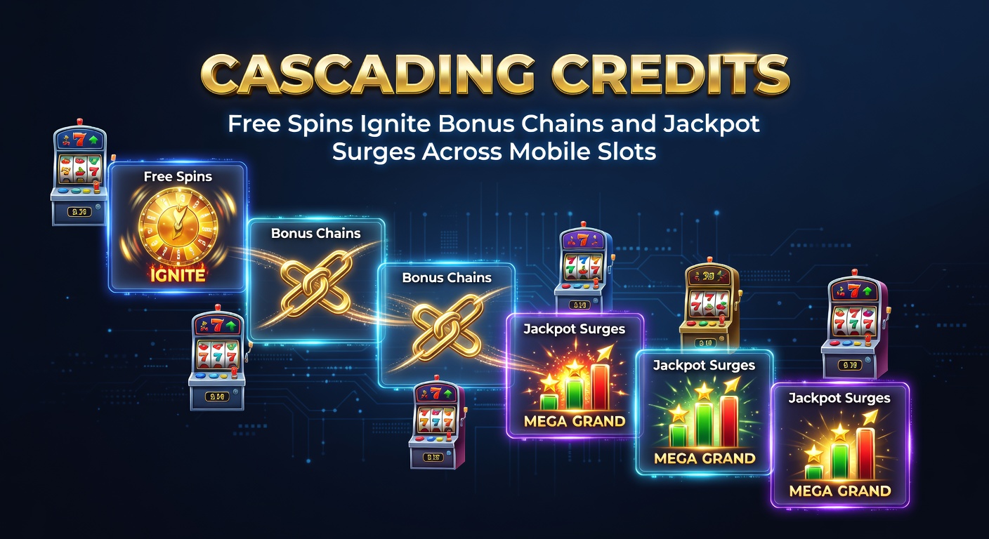 Dynamic cascade sequence on a mobile slot with free spins overlay, jackpot meter surging amid exploding symbols