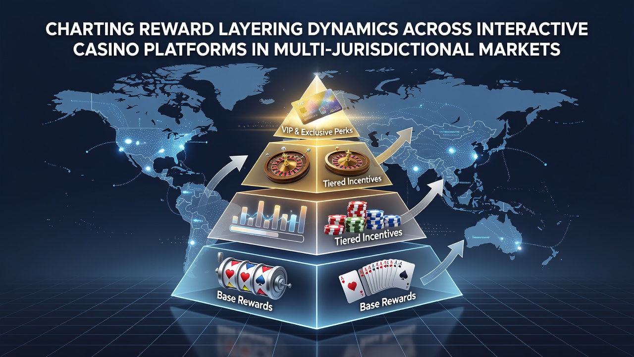 Interactive casino dashboard showing layered reward tiers and bonus structures across multiple market regions