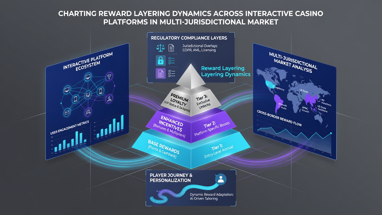 Multi-jurisdictional casino interface displaying regional reward adjustments and compliance indicators