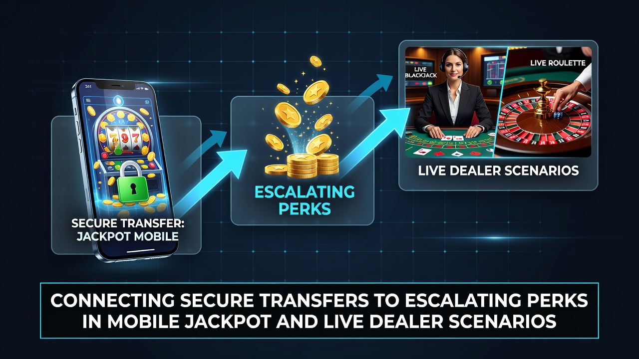 Secure payment interfaces connecting mobile jackpot slots and live dealer tables with escalating VIP perks