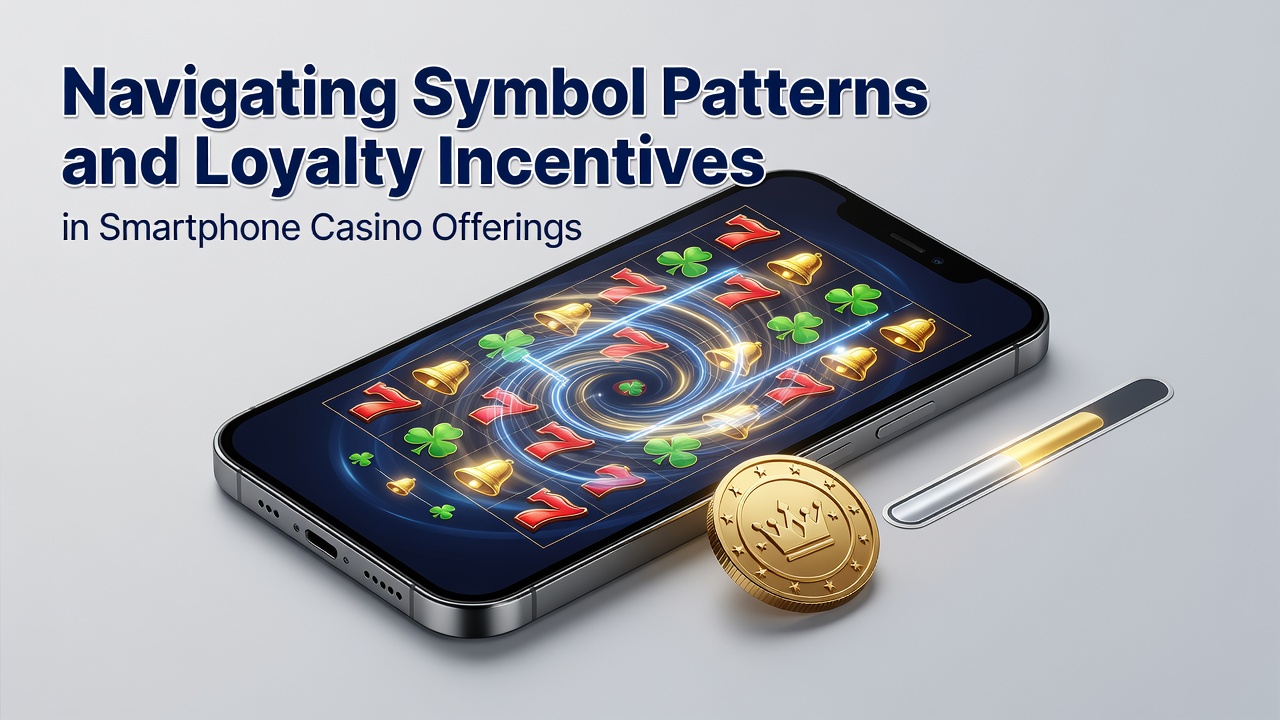 Smartphone screen displaying slot symbols and loyalty reward tiers in a casino app interface