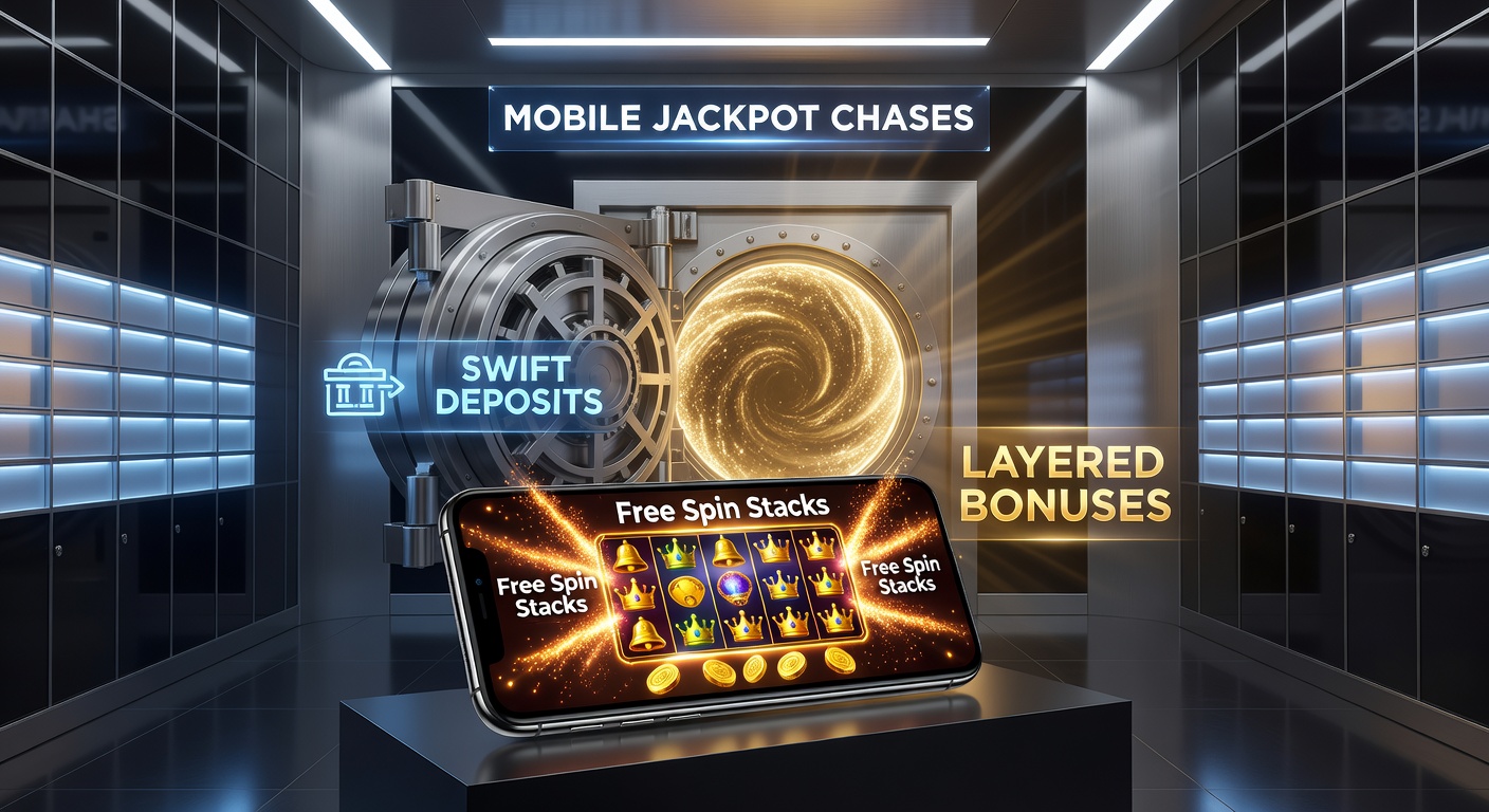 Close-up of a mobile app showing instant deposit confirmation overlaid with free spin stacks and a rising jackpot ticker