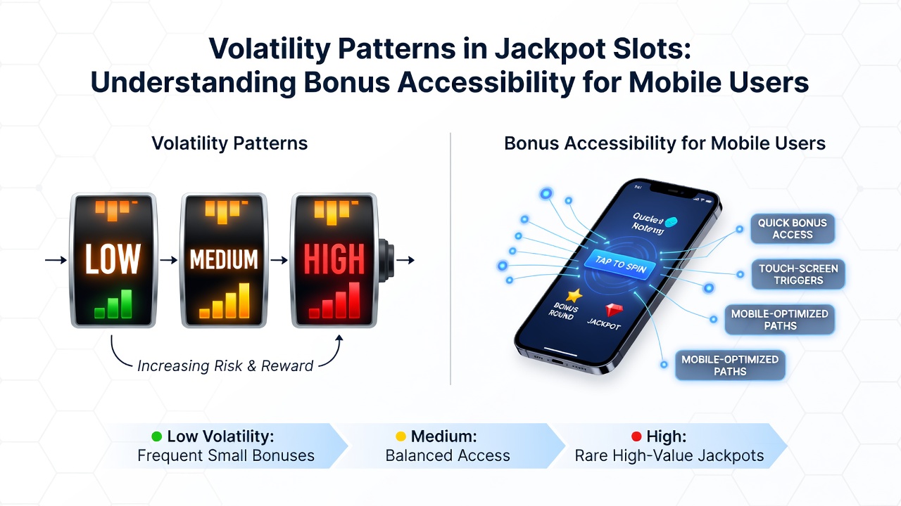 Mobile screen displaying jackpot slot bonus round with volatility indicators